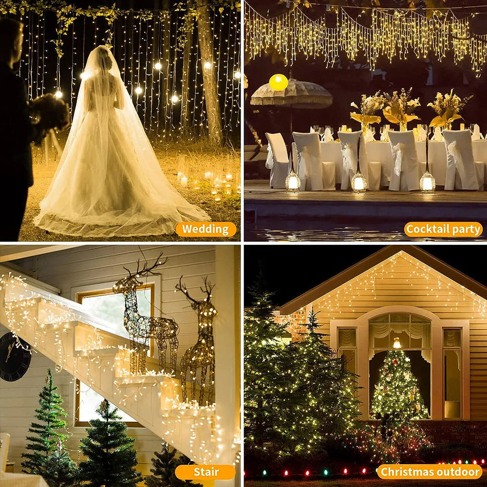 5M Christmas Garland LED Curtain Icicle String Lights Droop 0.4-0.6m AC 220V Garden Street Outdoor Decorative Holiday Light