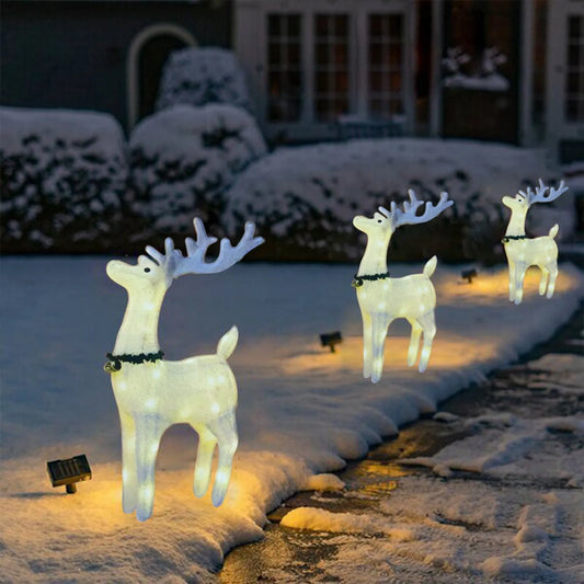 Christmas Reindeer Outdoor Decorations, Lighted Reindeer With Scarf Yard Decorations Deer Christmas Decor for Lawn Porch Garden