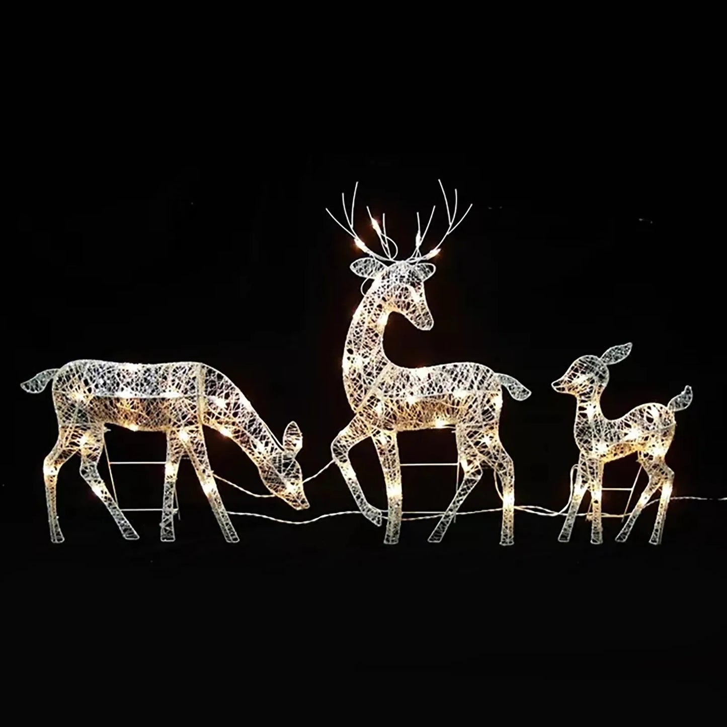 3Pc Lighted Deer Reindeer Family Lighted Deer Christmas Decor With Led Lights