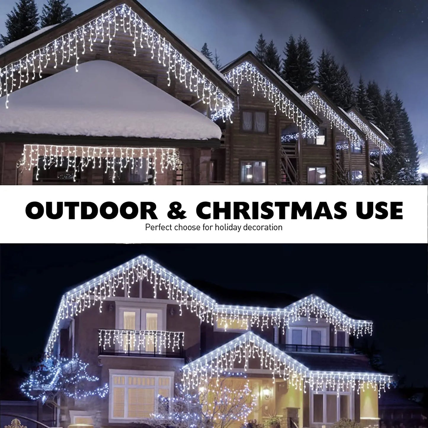 Christmas Decorations LED Curtain Lights 8 Modes 5-25m Outdoor Icicle Lights House Decors