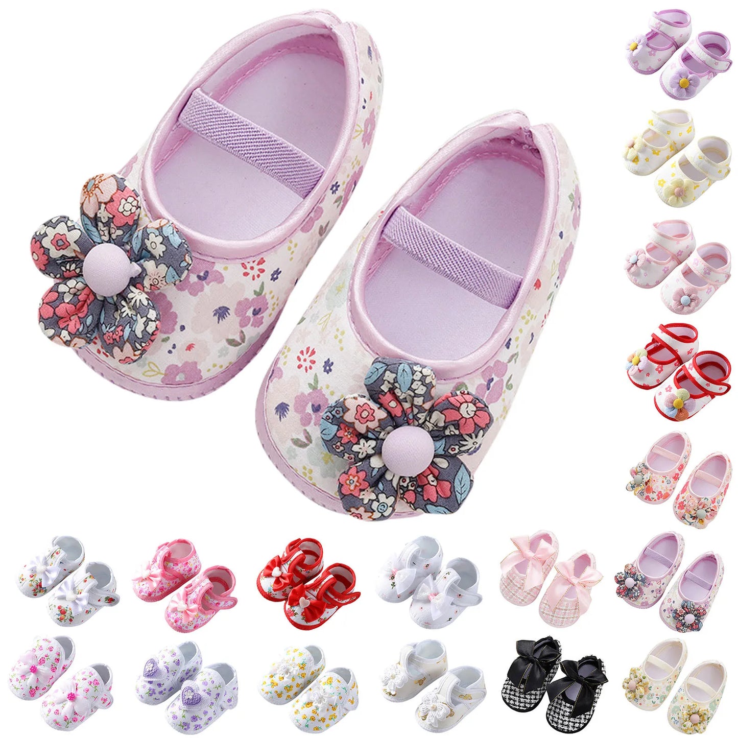 Baby Girls Soft Sole Toddler Shoes Infant Baby Floral Print Flat Walkers Shoes Colorful Princess Shoes 2024 обувь для малышей