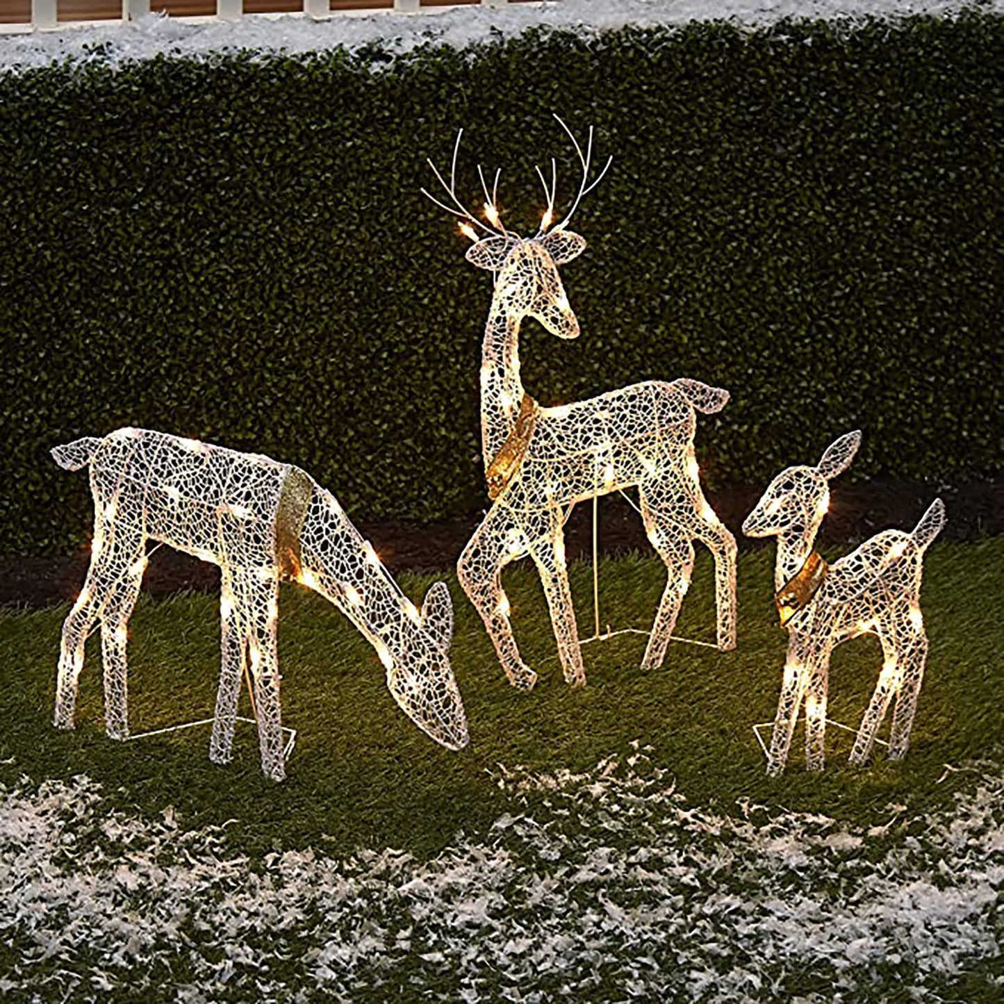 3Pc Lighted Deer Reindeer Family Lighted Deer Christmas Decor With Led Lights