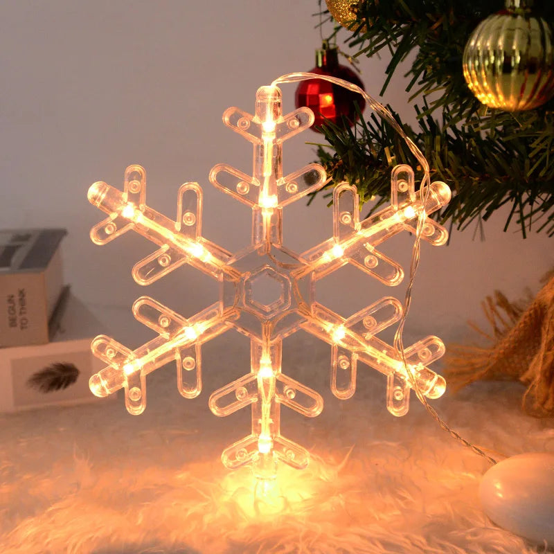 Christmas LED Light Snowflake Santa Deer Hanging Sucker Lamp Window Ornaments Decoration for Home