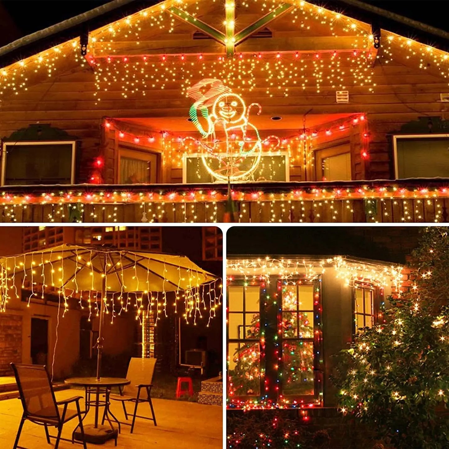 Christmas Decorations LED Curtain Lights 8 Modes 5-25m Outdoor Icicle Lights House Decors