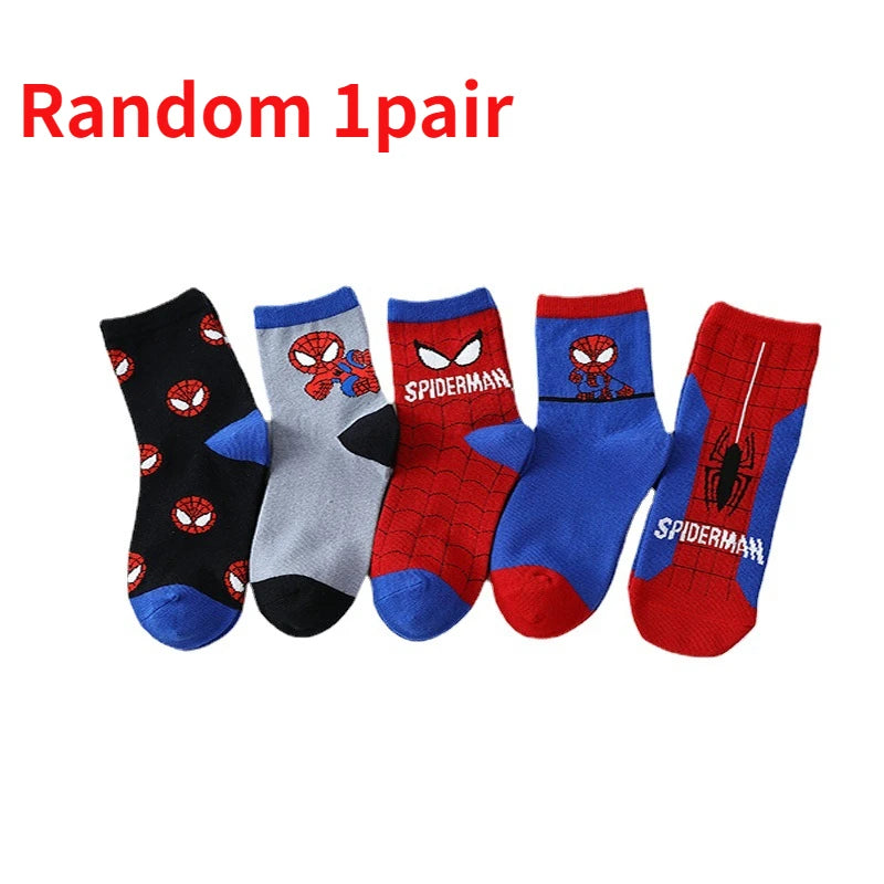 Disney Baby Socks Spiderman Cartoon Anime Hero Cotton Boys Tube Socks Children Autumn Winter Kids Socks Random 1pair