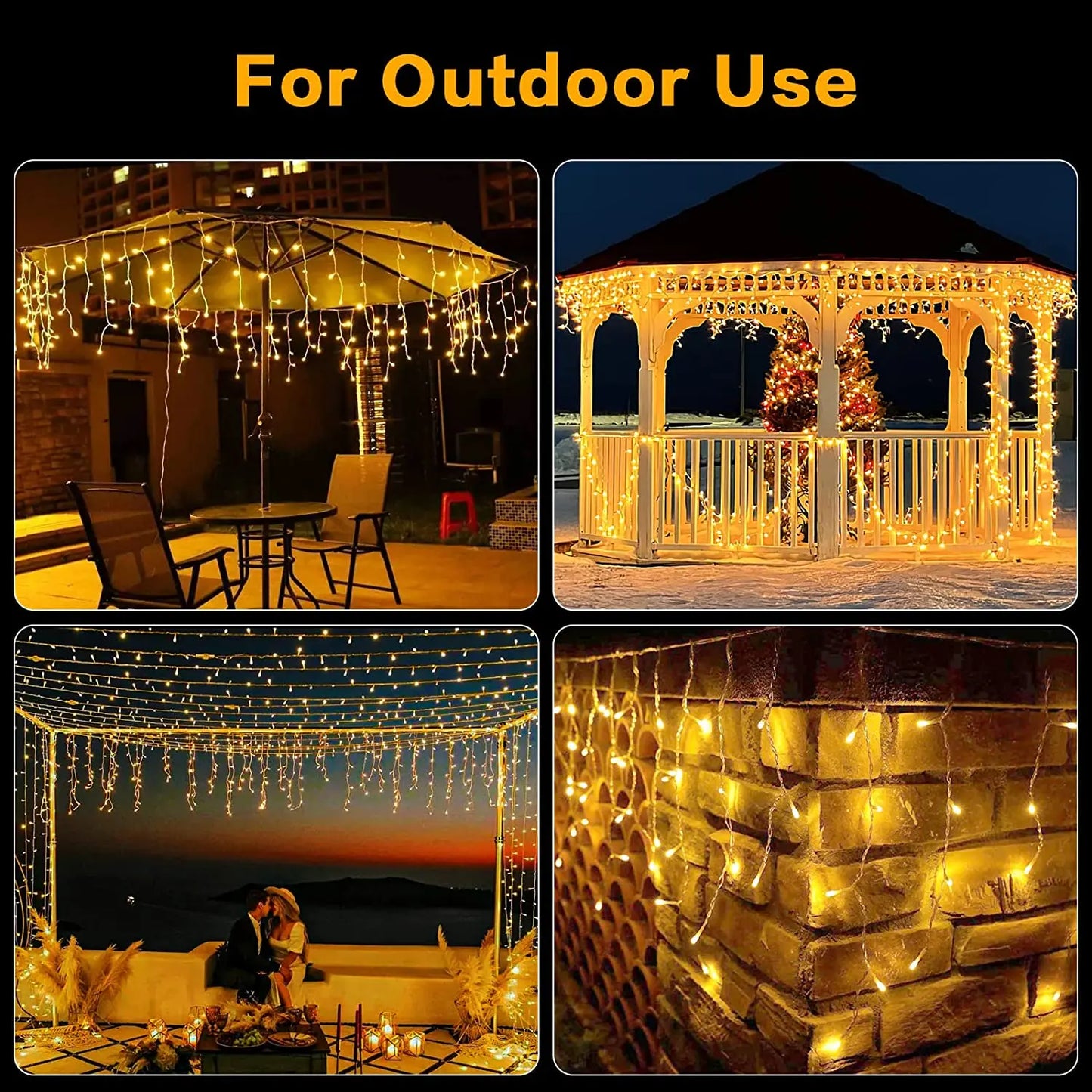 Christmas Decorations LED Curtain Lights 8 Modes 5-25m Outdoor Icicle Lights House Decors