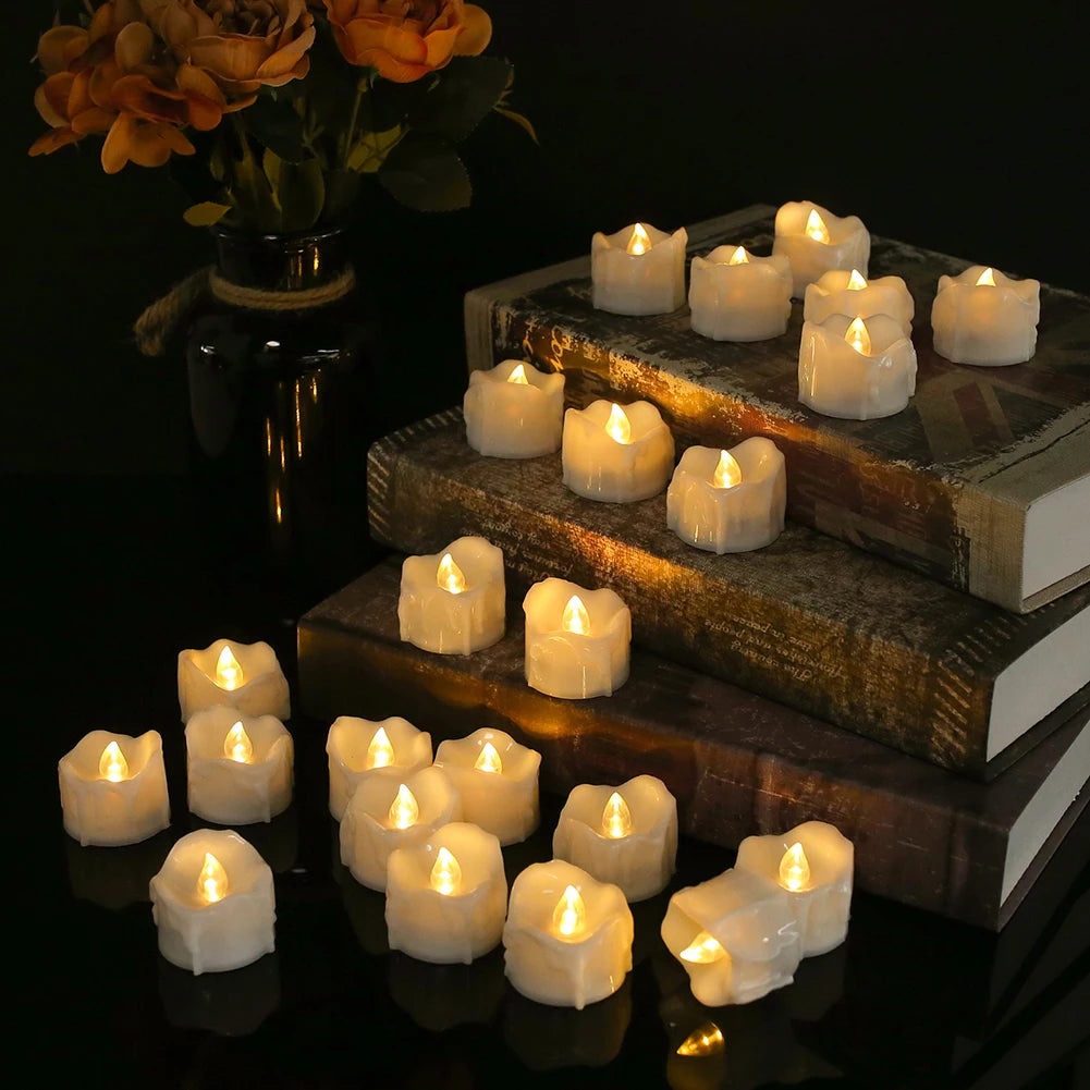 Flameless Flickering Tea Lights With Auto Timer